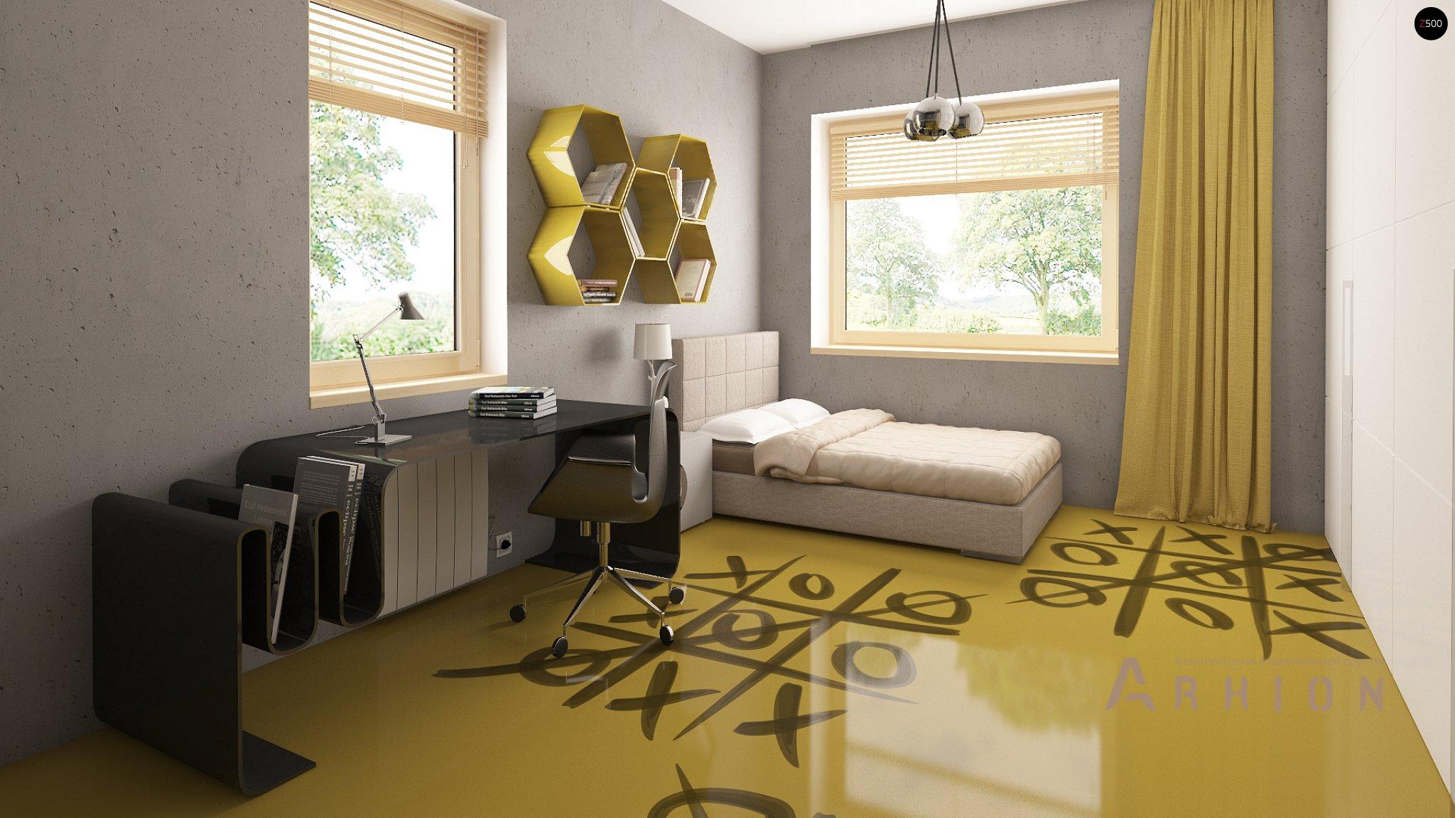 13. Проект одноэтажного дома в современном стиле с четырехскатной, Z200 BG, площадью - 154 кв c терассой, эркером